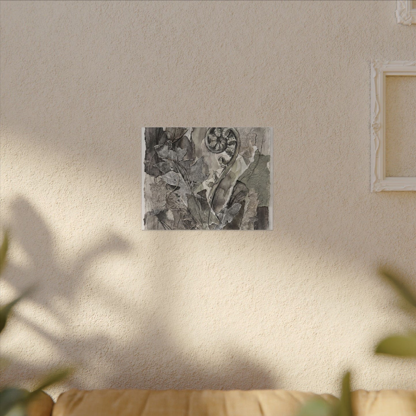 Japandi Fern Unfurling in Overcast | Texture Canvas Art