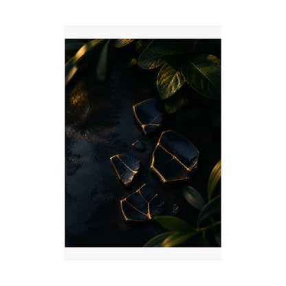 Broken Pottery Wall Art Print | Summer Dark Japandi Moody Minimal Art