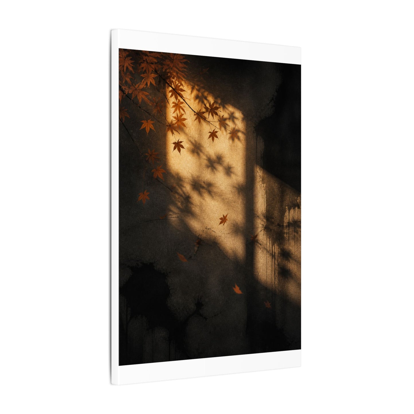 Shadow Play Canvas Art | Autumn Dark Japandi Charcoal Ink Art