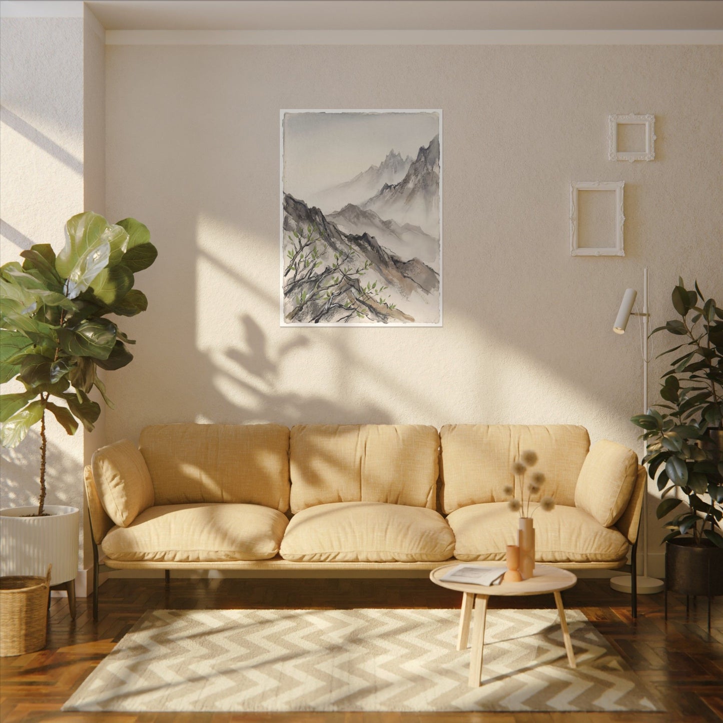 Spring Mountain Mist Texture Canvas Art | Warm Decor