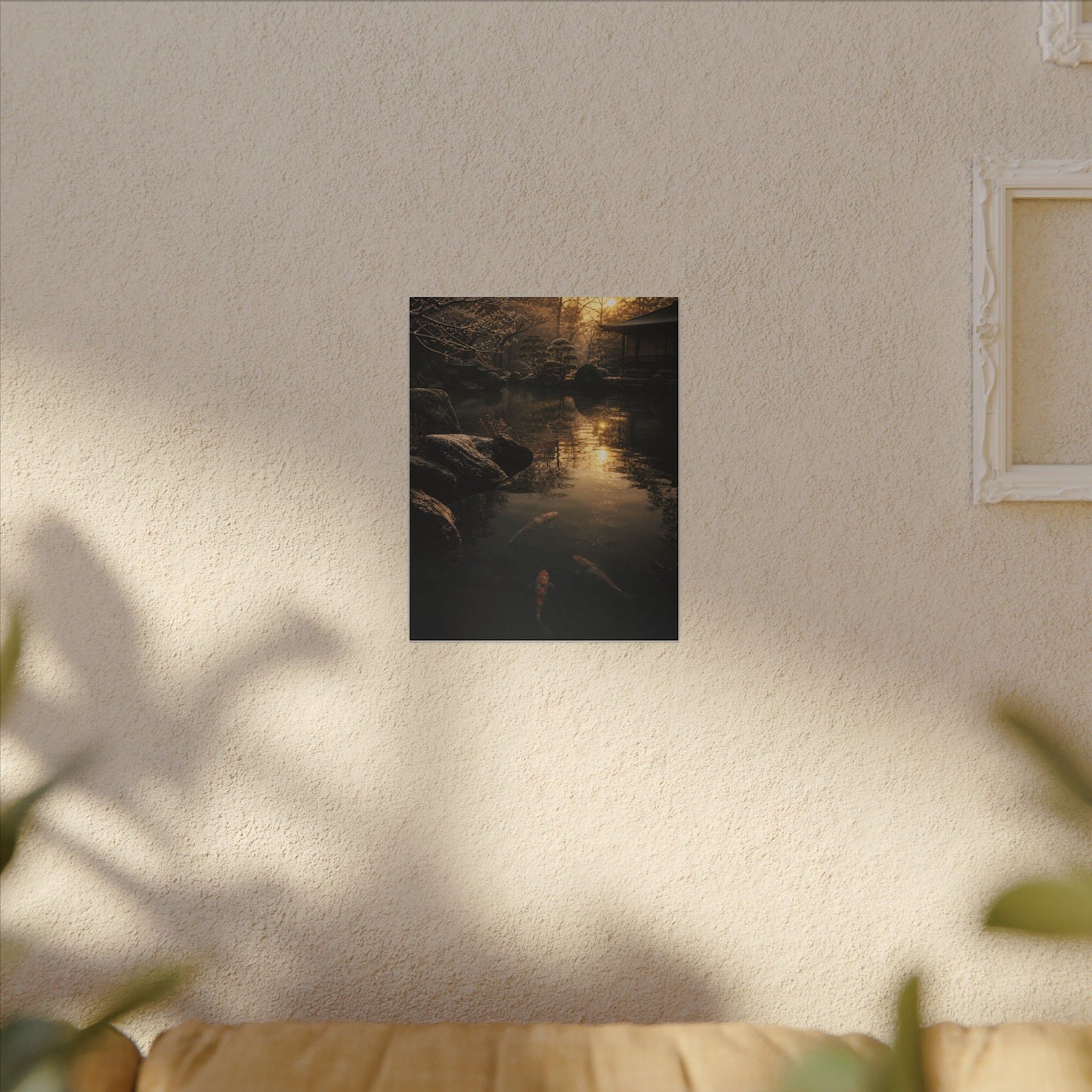 Winter Koi Pond Shadow Zen Canvas Art | Bold Decor