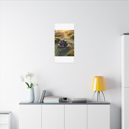 Zen River Stones in Golden Hour | Karesansui Canvas Art
