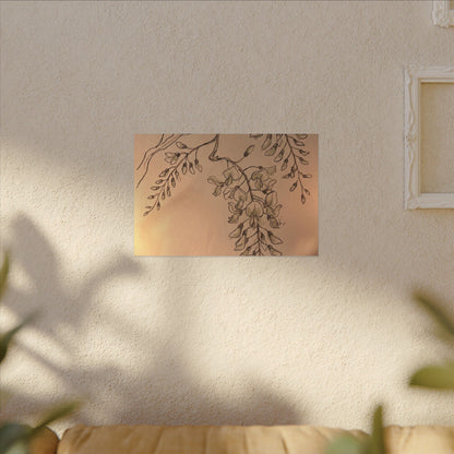 Japandi Wisteria in Candlelight | Minimal Line Canvas Art