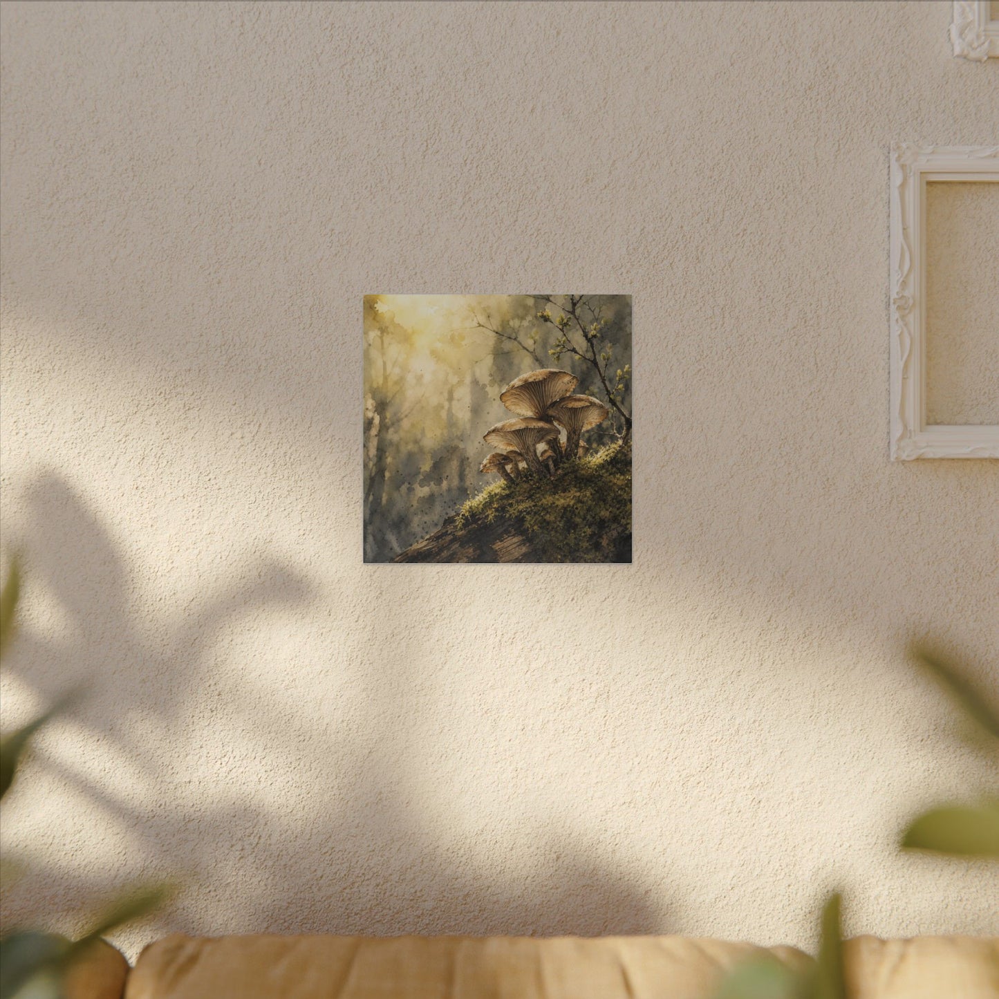 Wild Mushrooms Canvas Art | Spring Japandi Watercolor Art