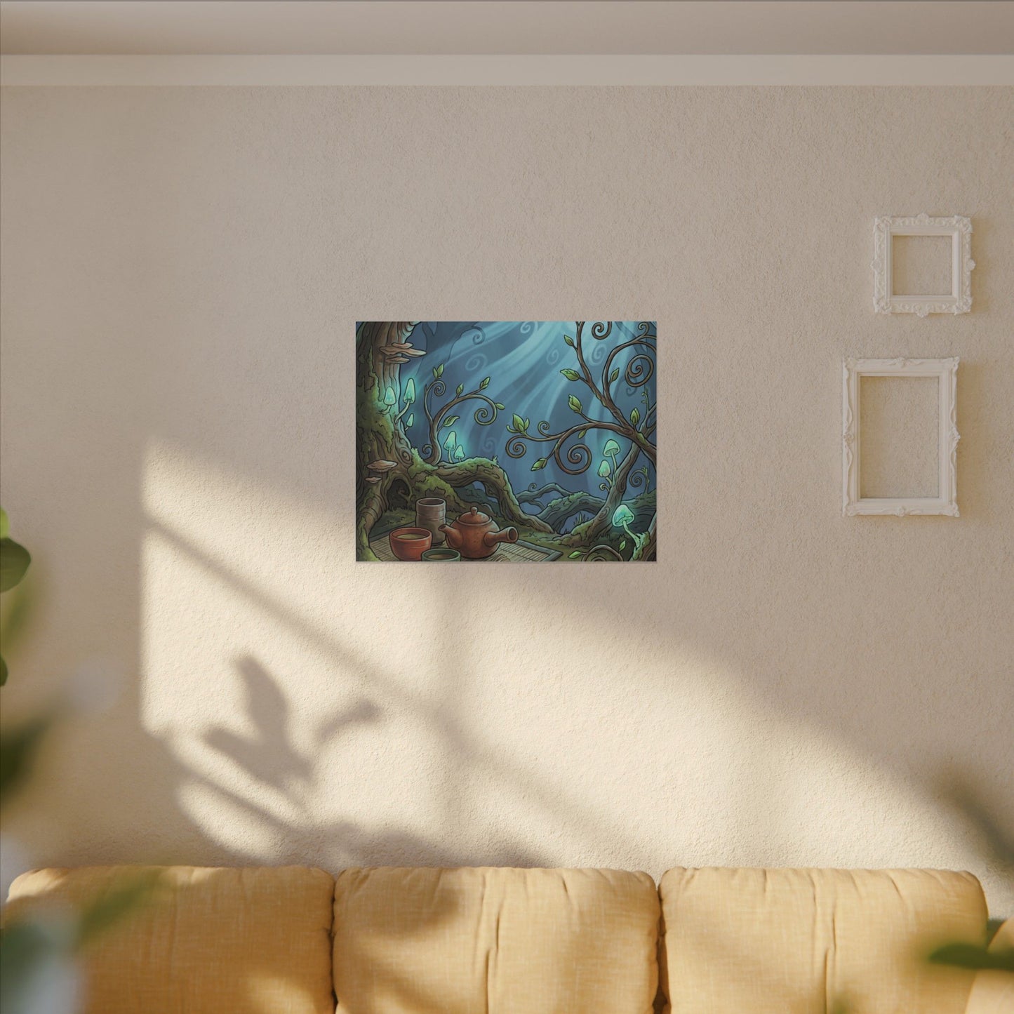 Spring Tea Ceremony Forest Whimsy Canvas Art | Cozy Decor