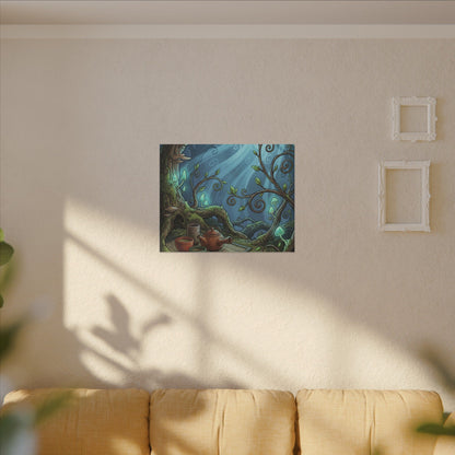 Spring Tea Ceremony Forest Whimsy Canvas Art | Cozy Decor