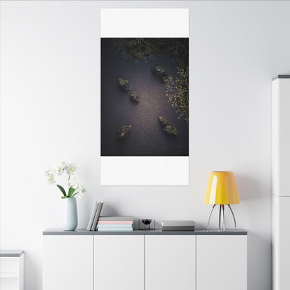 Dark Japandi Rock Garden in Dawn | Shadow Zen Canvas Art