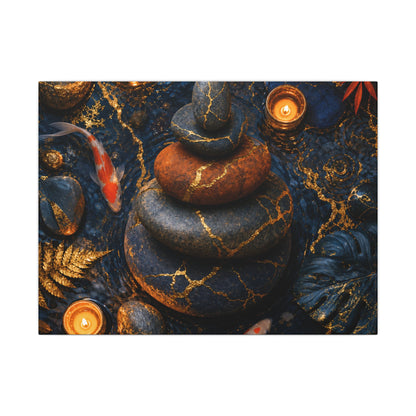 Summer River Stones Gold Vein Canvas Art | Resilient Decor