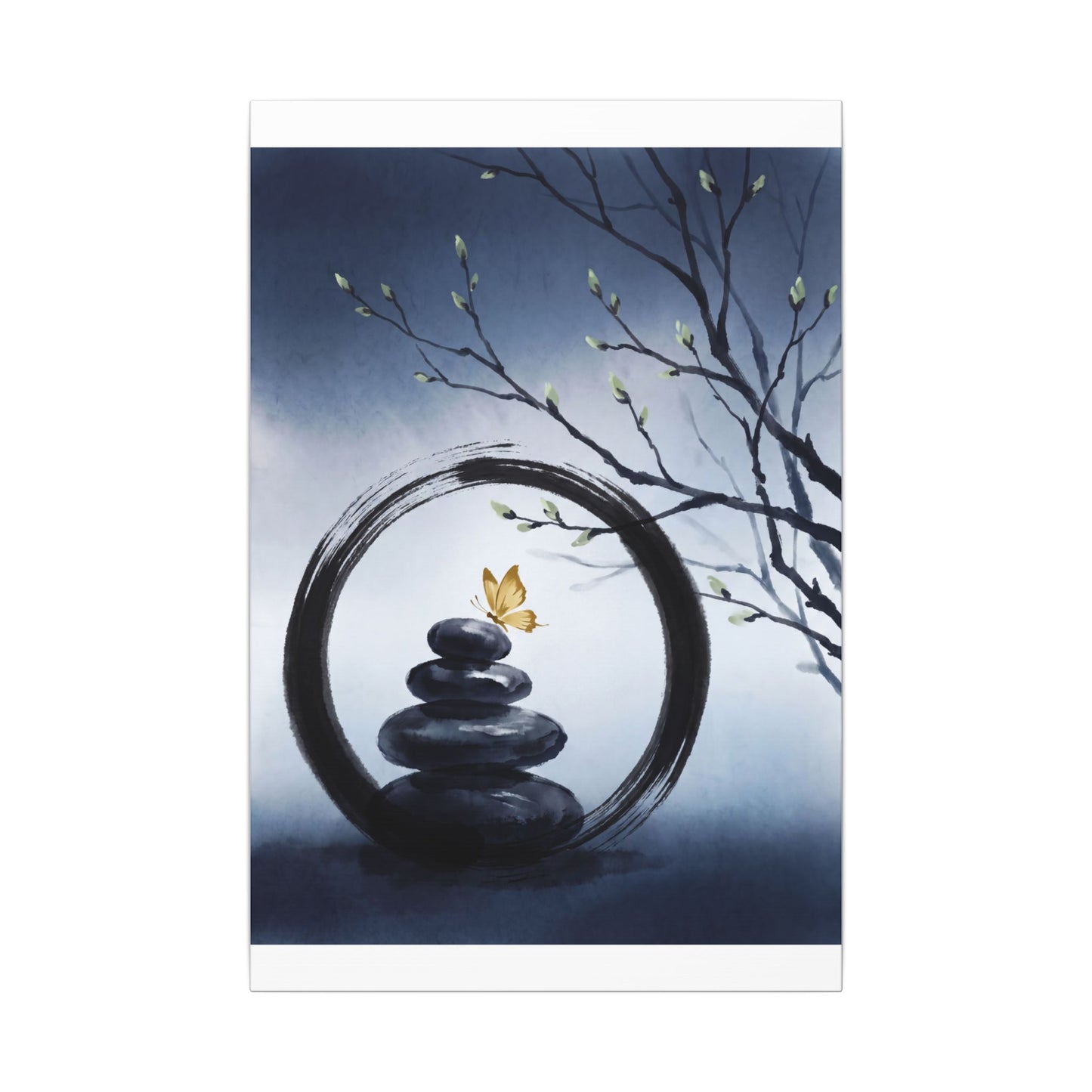 River Stones Spring Canvas Art | Zen Peaceful Design
