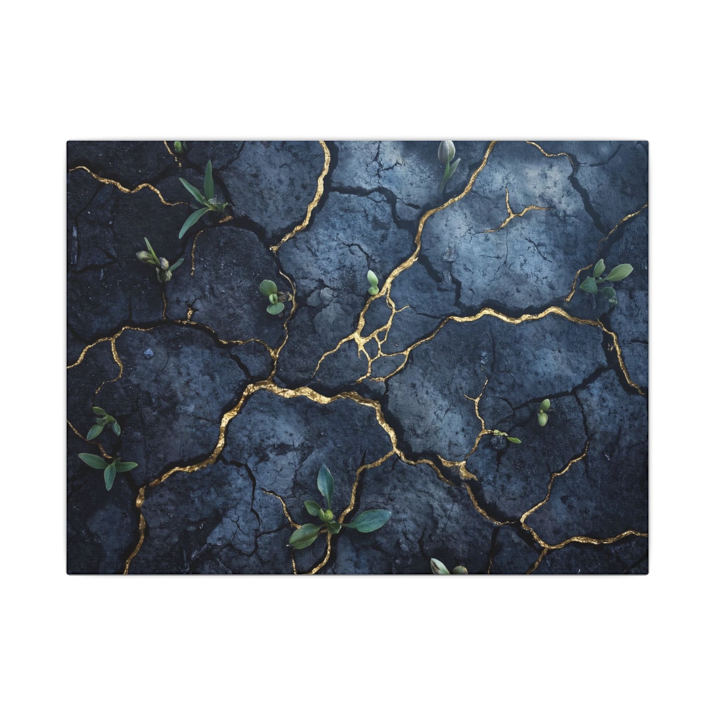 Cracked Earth Spring Canvas Art | Kintsugi Healing Design Art Print