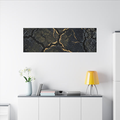 Overcast Cracked Earth Canvas Art - Dark Japandi Ma