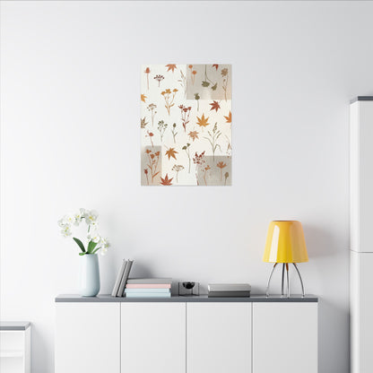 Autumn Dried Flowers Japanese Pattern Canvas Art | Elegant Decor