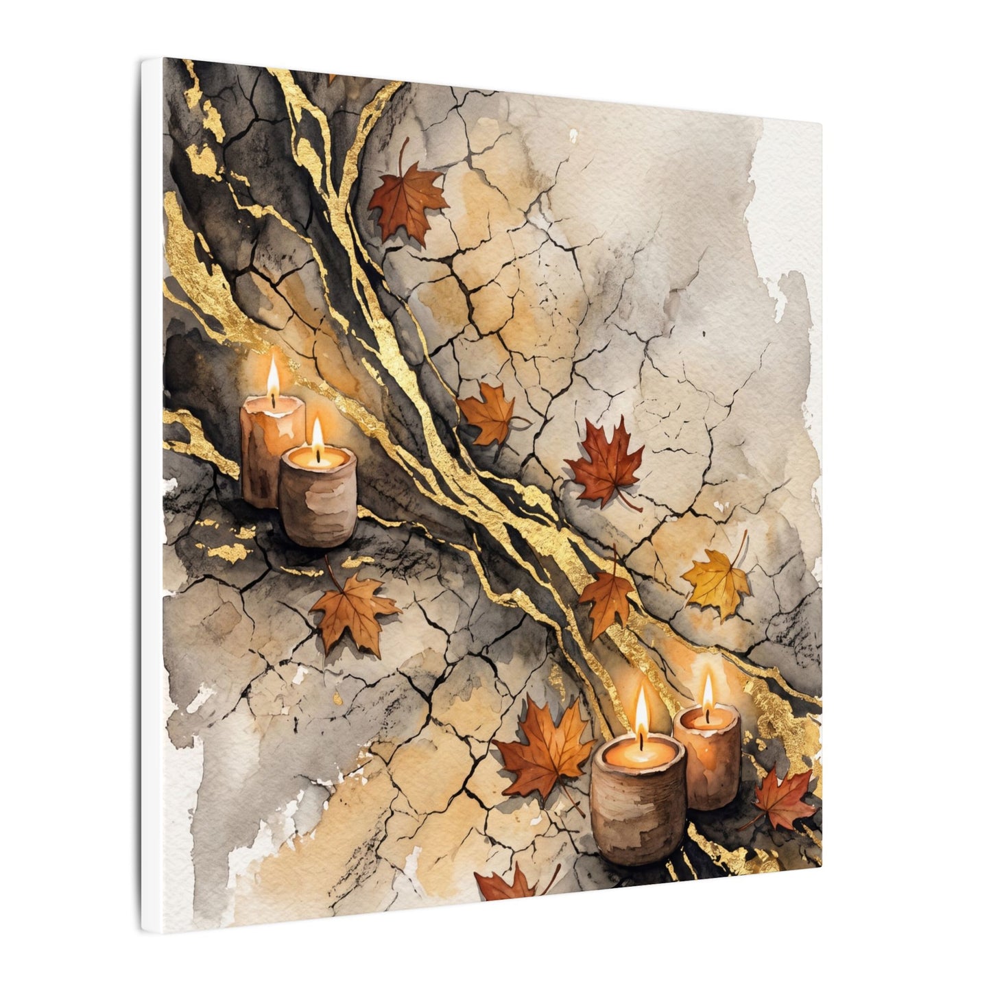 Cracked Earth Autumn Canvas Art | Japandi Warm Design