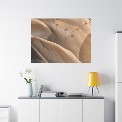 Japandi Silk Drape in Golden Hour | Japanese Pattern Canvas Art