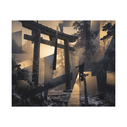 Winter Torii Gate Moody Minimal Canvas Art | Bold Decor