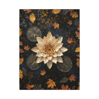 Kintsugi Lotus Flower in Dappled | Gold Repair Canvas Art