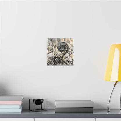Japandi Fern Unfurling in Golden Hour | Watercolor Canvas Art