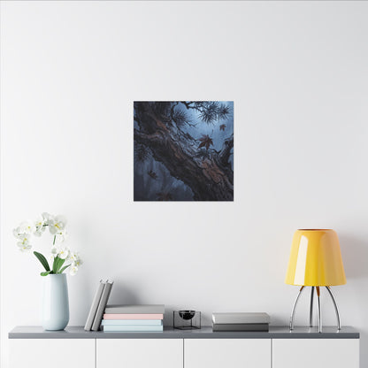 Atmospheric Pine Tree Canvas Art - Shadow Zen Dark Japandi