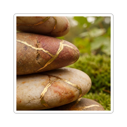 Beautiful River Stones Sticker - Crackle Gold Kintsugi