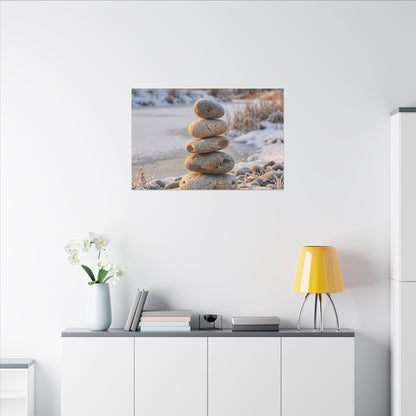 Ma River Stones Canvas Art - Japandi Japanese Pattern