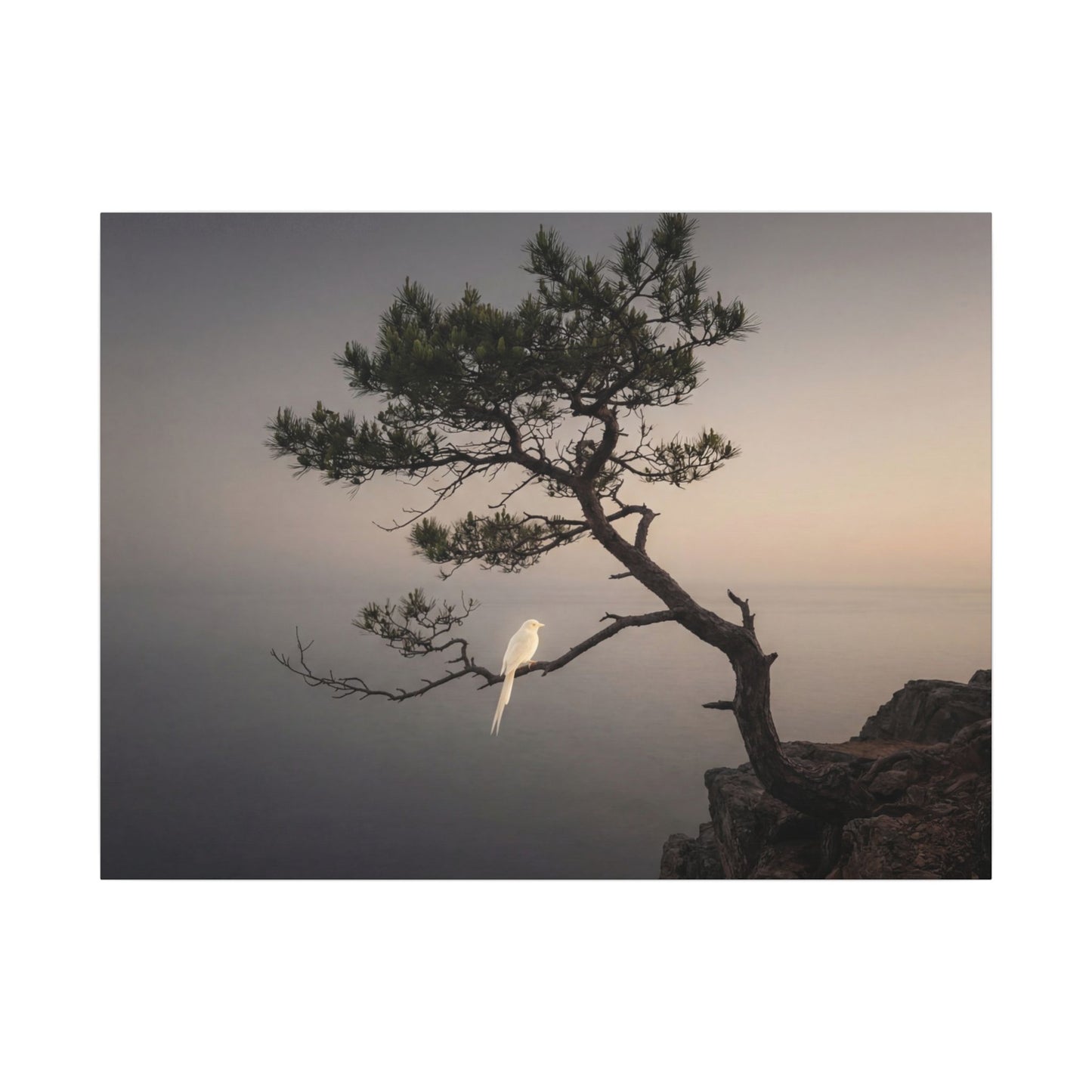 Dawn Pine Tree Canvas Art - Dark Japandi Datsuzoku Art Print