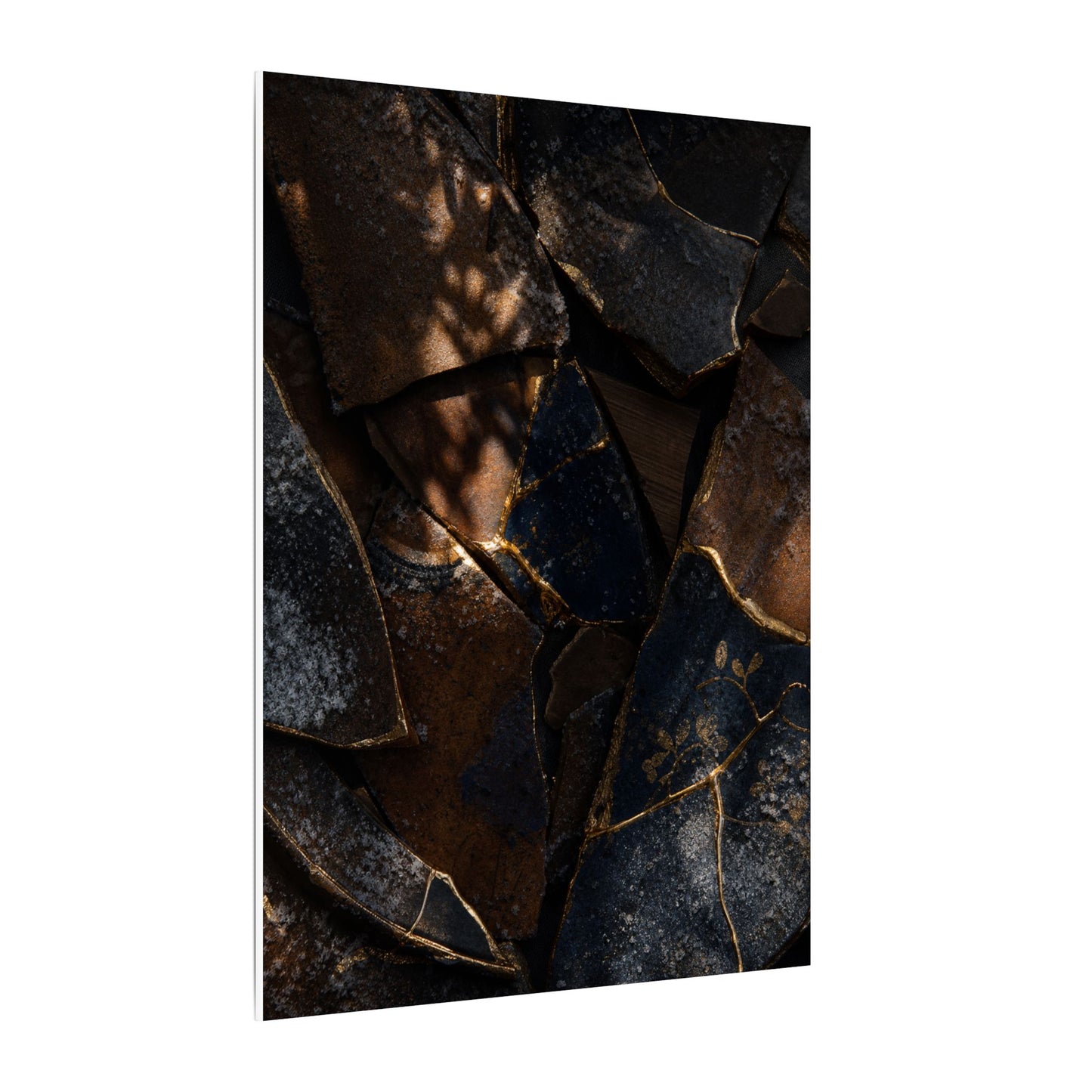 Fukinsei Broken Pottery Canvas Art - Dark Japandi Dark Texture
