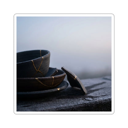Broken Pottery Moody Minimal Sticker | Sophisticated Dark Japandi Art