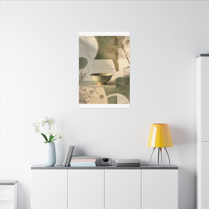 Warm Ceramic Bowl Canvas Art - Minimal Line Japandi