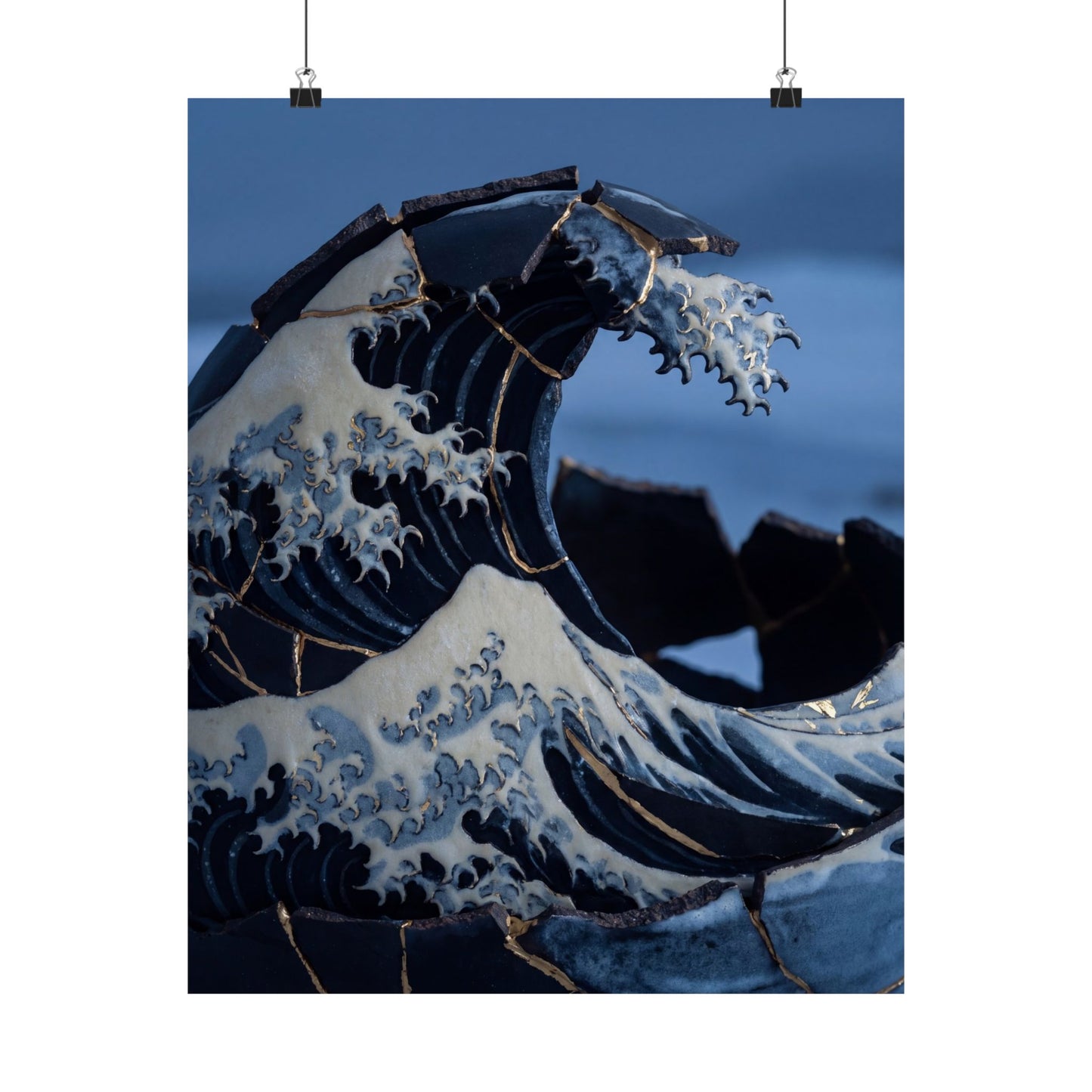 Winter Ocean Wave Gold Repair Wall Art Print | Resilient Decor Art Print