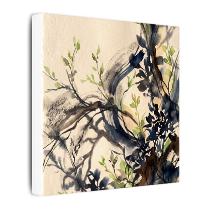 Ma Shadow Play Canvas Art - Dark Japandi Charcoal Ink