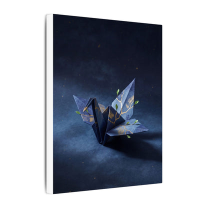 Kintsugi Paper Fold in Moonlight | Crackle Gold Canvas Art