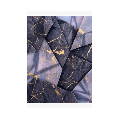 Artful Paper Fold Wall Art Print - Gold Vein Kintsugi