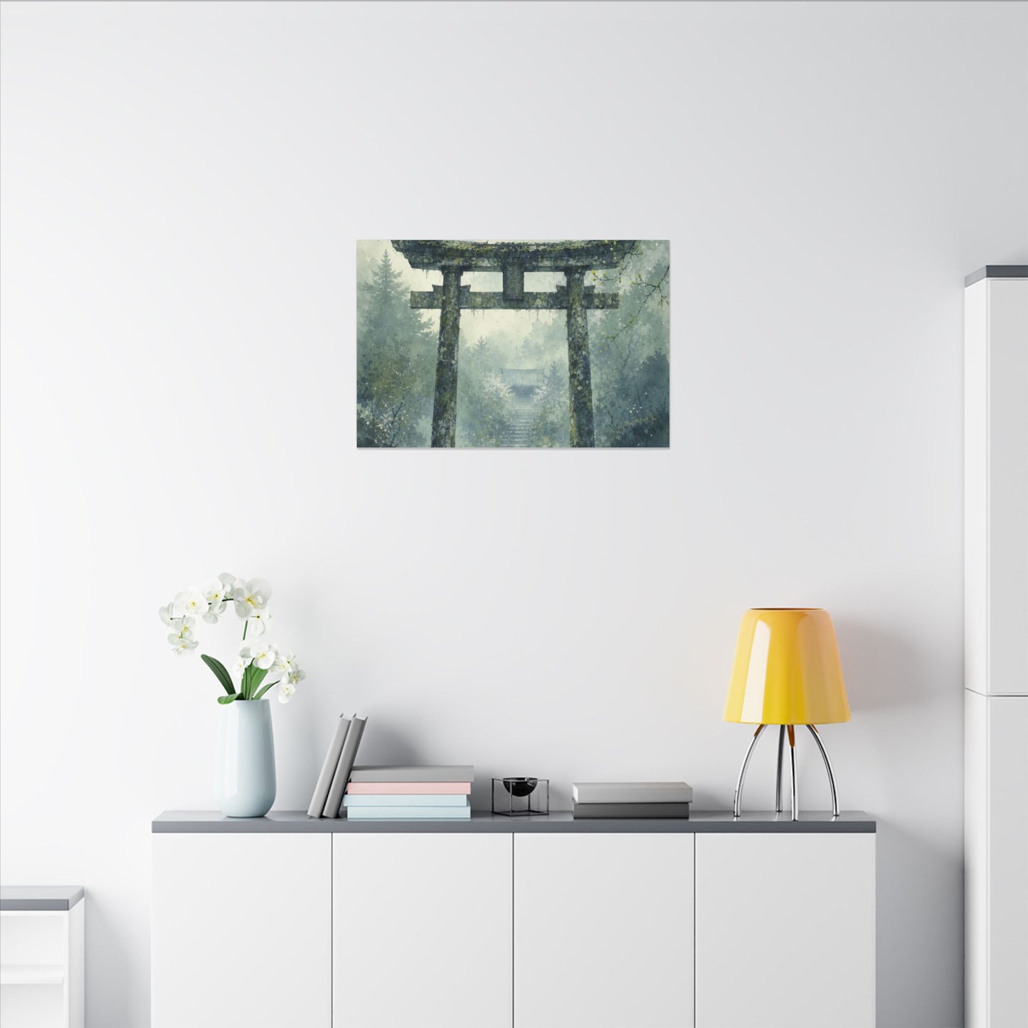 Earthy Torii Gate Canvas Art - Watercolor Japandi