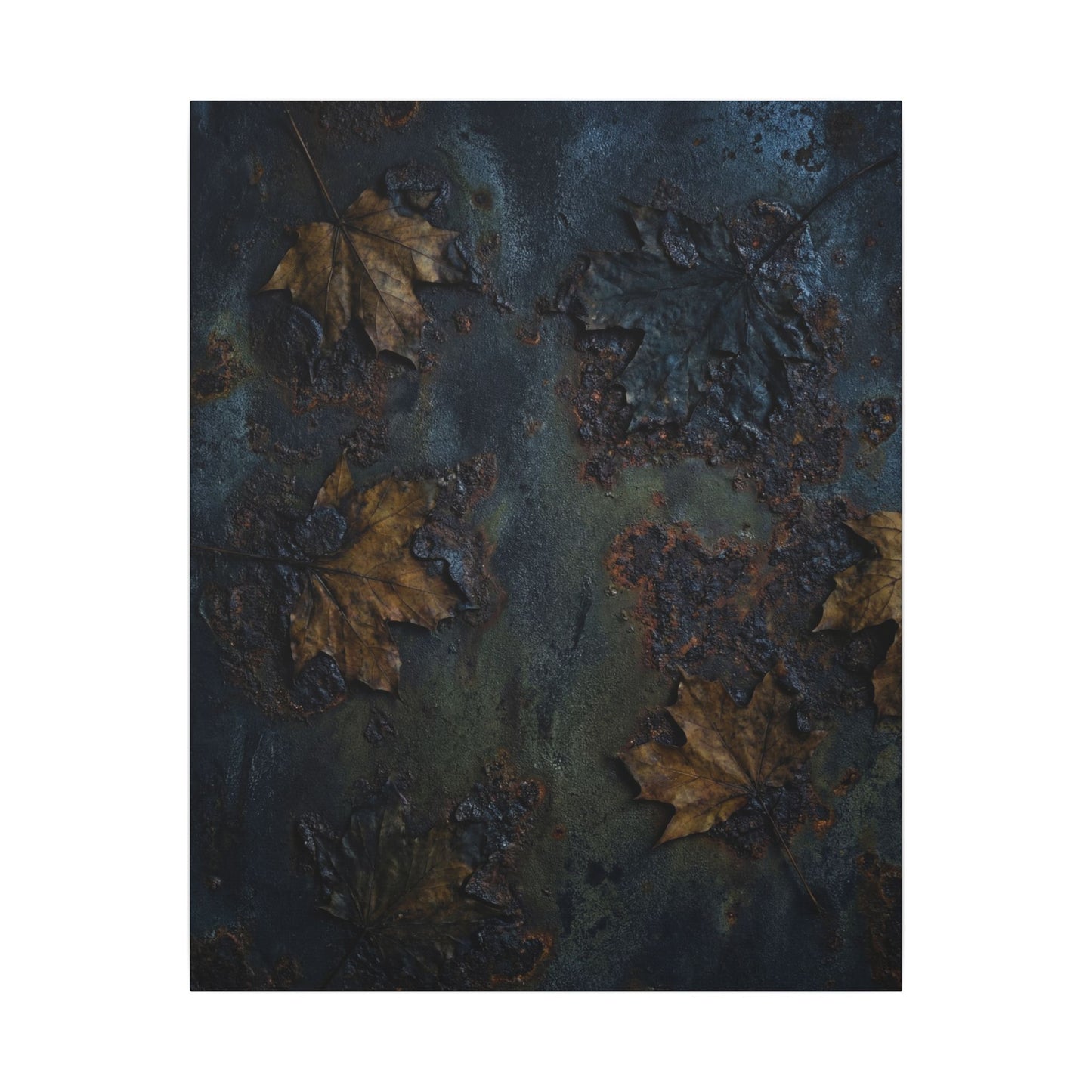 Shibui Rust Patina Canvas Art - Dark Japandi Charcoal Ink