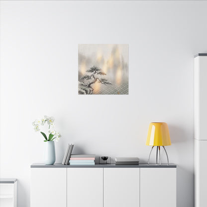 Pine Tree Canvas Art | Winter Japandi Japanese Pattern Art