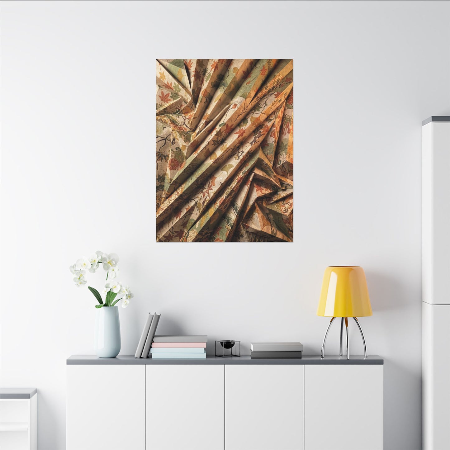 Paper Fold Autumn Canvas Art | Japandi Earthy Design
