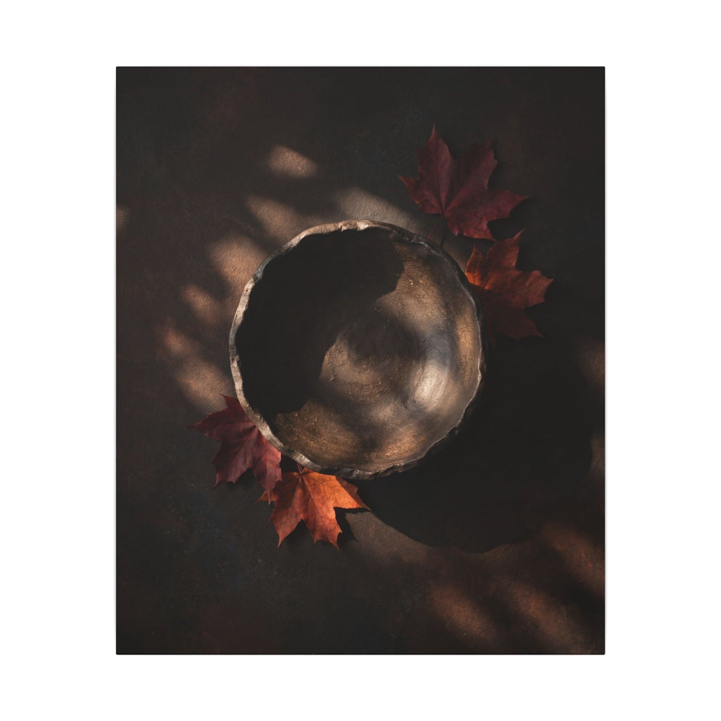 Ceramic Bowl Canvas Art | Autumn Dark Japandi Dark Texture Art