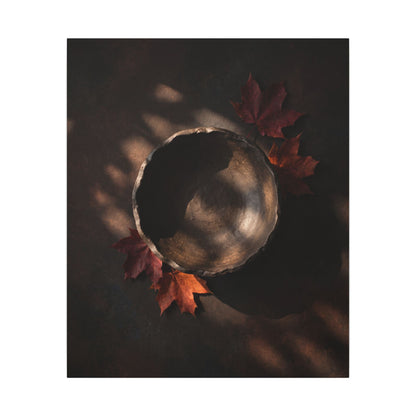 Ceramic Bowl Canvas Art | Autumn Dark Japandi Dark Texture Art