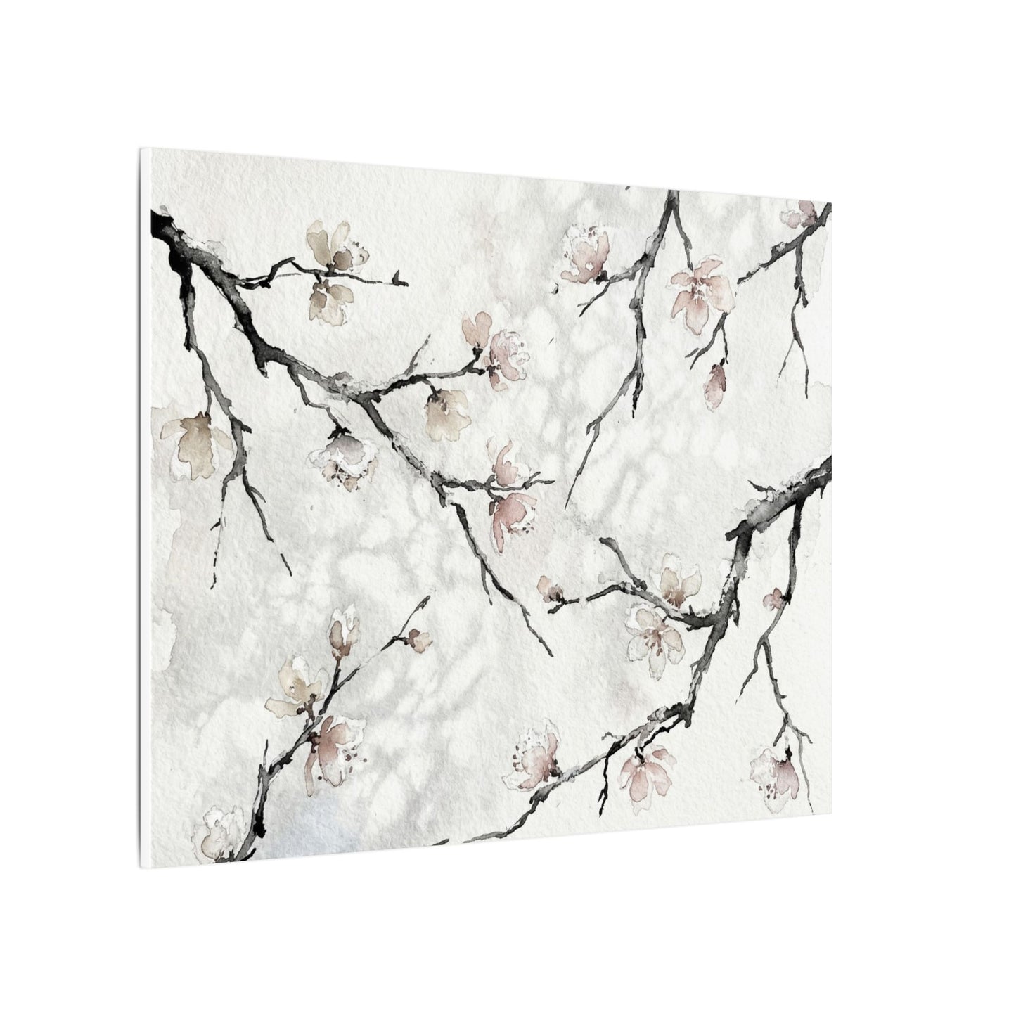 Cherry Blossom Canvas Art | Winter Japandi Watercolor Art