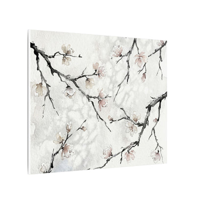 Cherry Blossom Canvas Art | Winter Japandi Watercolor Art