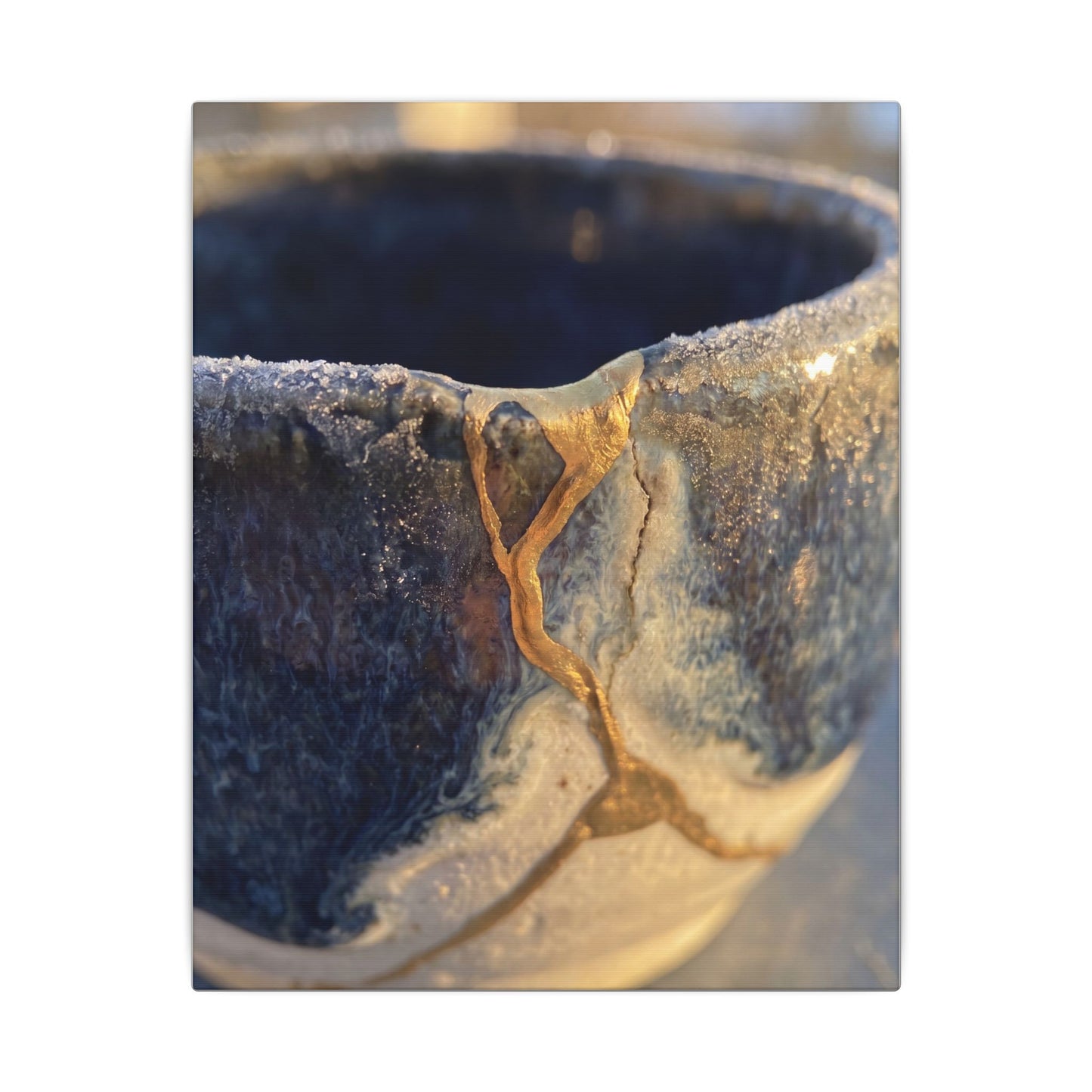 Winter Ceramic Bowl Gold Vein Canvas Art | Healing Decor