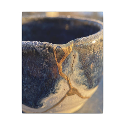 Winter Ceramic Bowl Gold Vein Canvas Art | Healing Decor