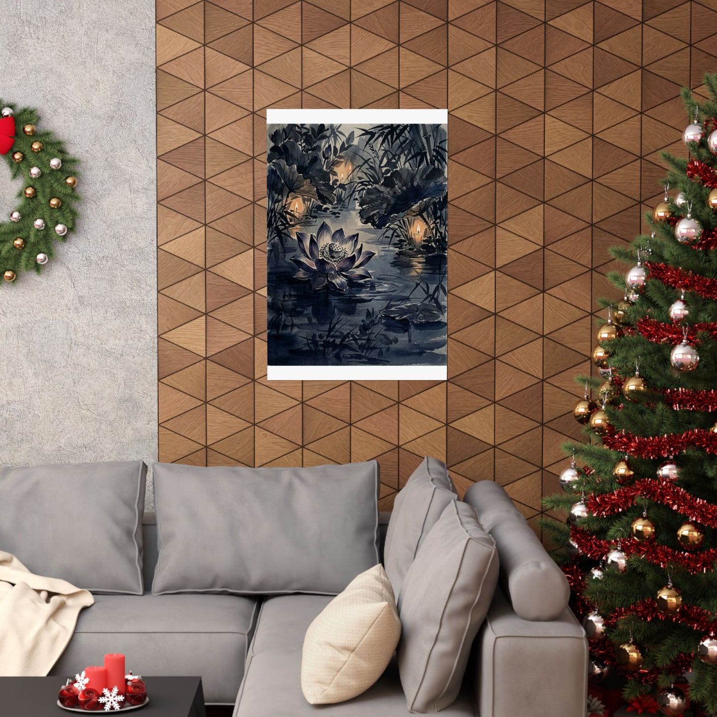 Candlelight Lotus Flower Wall Art Print - Zen Fukinsei