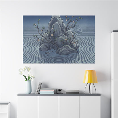 Spring Rock Garden Ukiyo E Inspired Canvas Art | Tranquil Decor