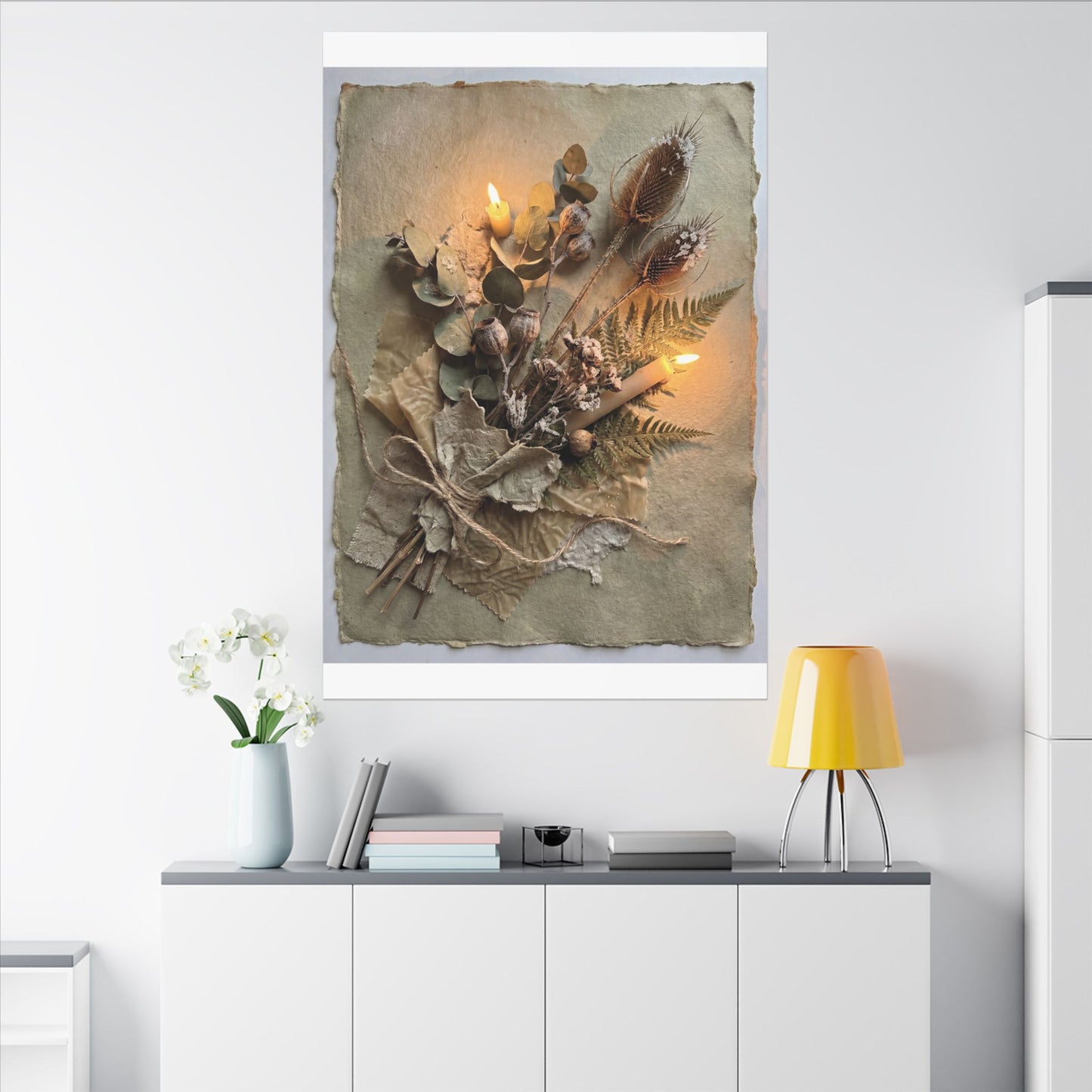 Dried Flowers Texture Canvas Art | Warm Japandi Art