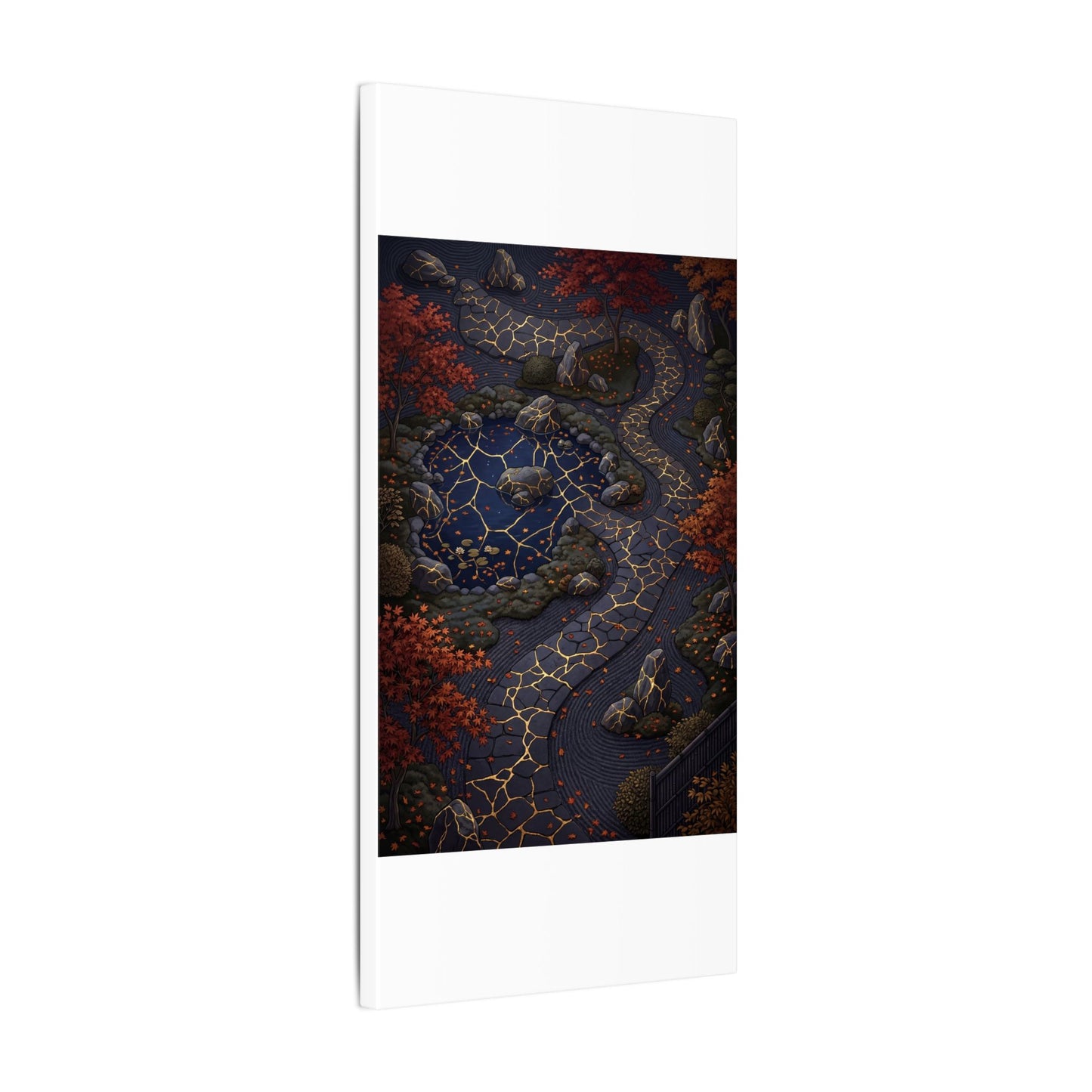 Moonlit Garden Gold Vein Canvas Art | Resilient Kintsugi Art