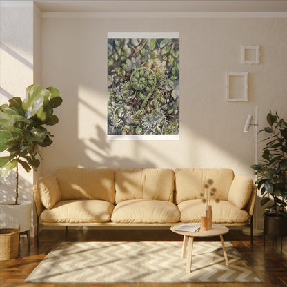 Fern Unfurling Spring Canvas Art | Japandi Neutral Design