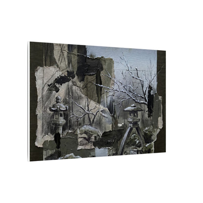 Winter Moonlit Garden Dark Texture Canvas Art | Moody Decor