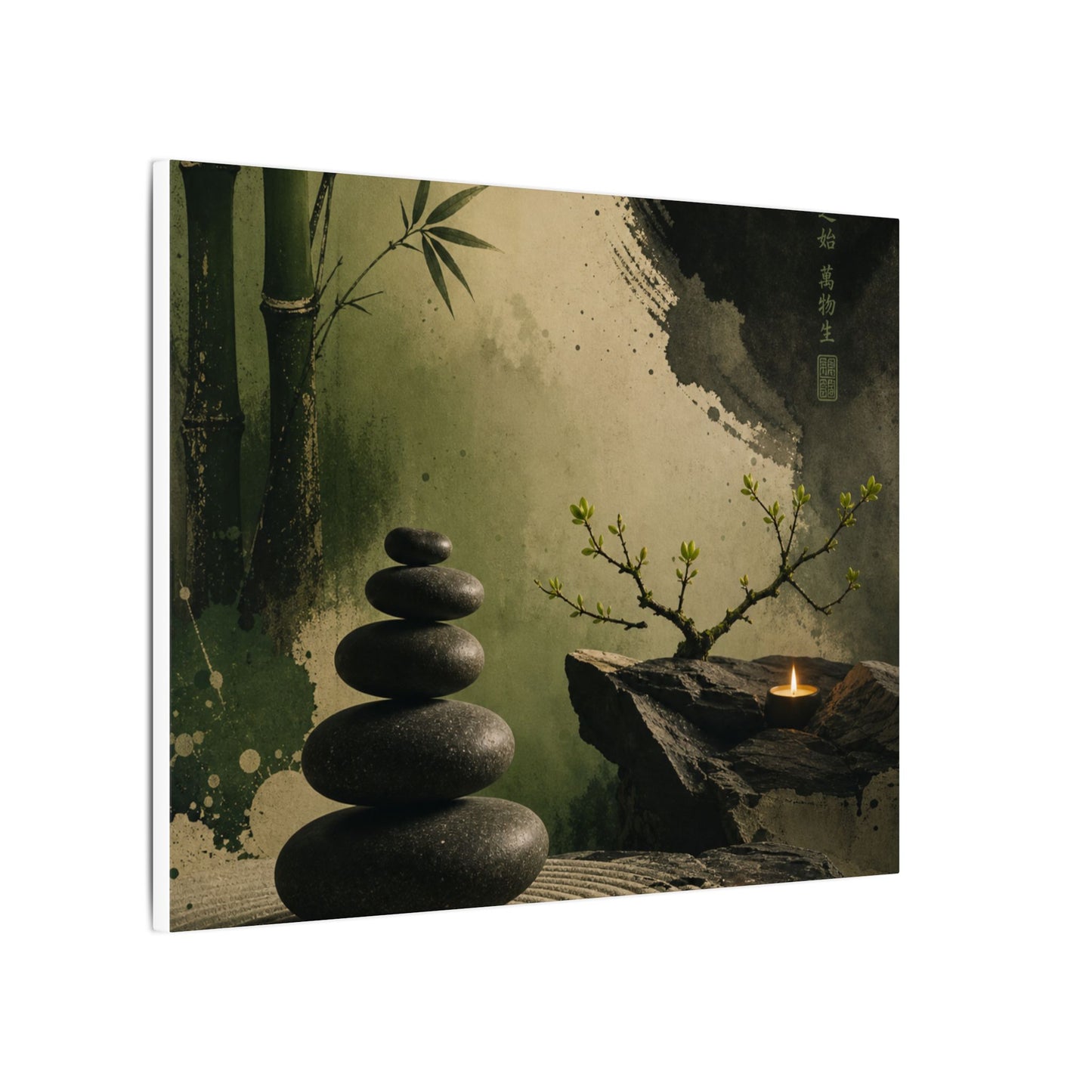 River Stones Spring Canvas Art | Zen Contemplative Design