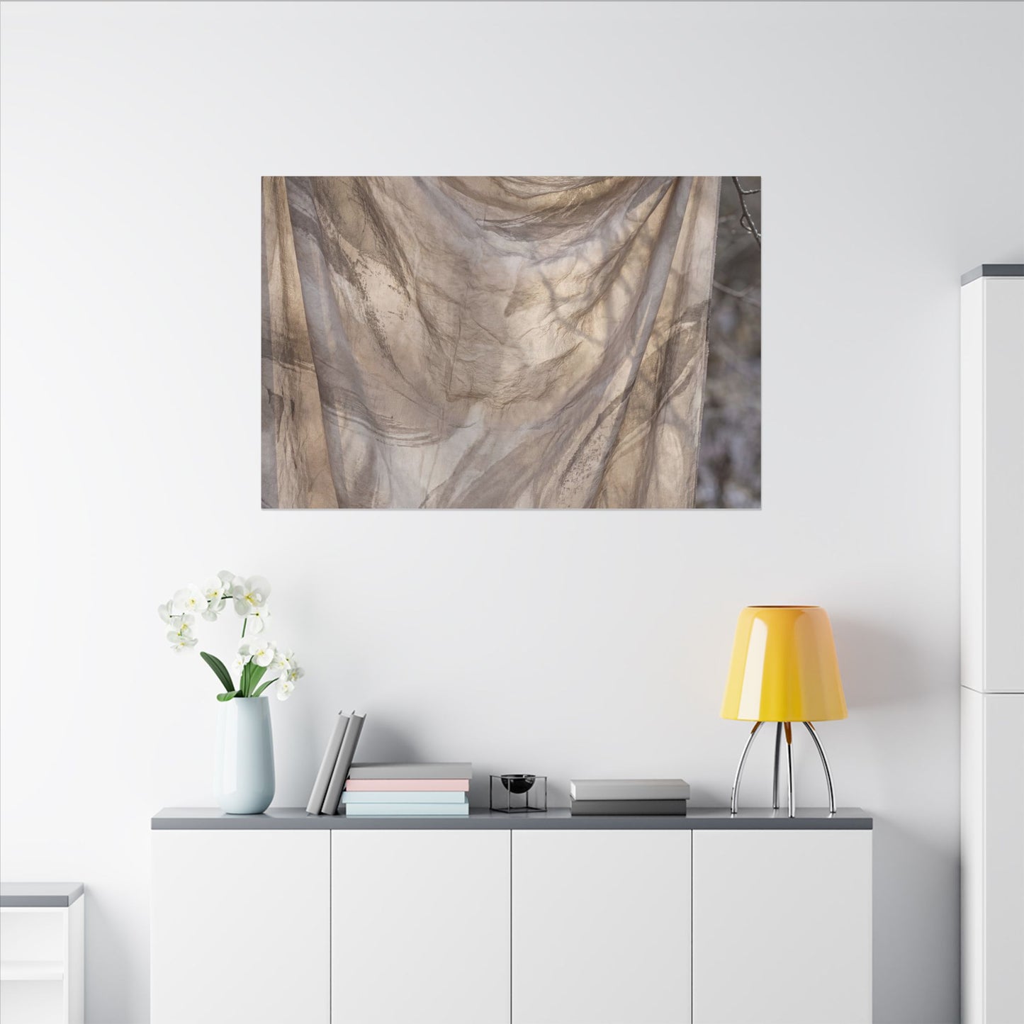 Ma Silk Drape Canvas Art - Japandi Japanese Pattern